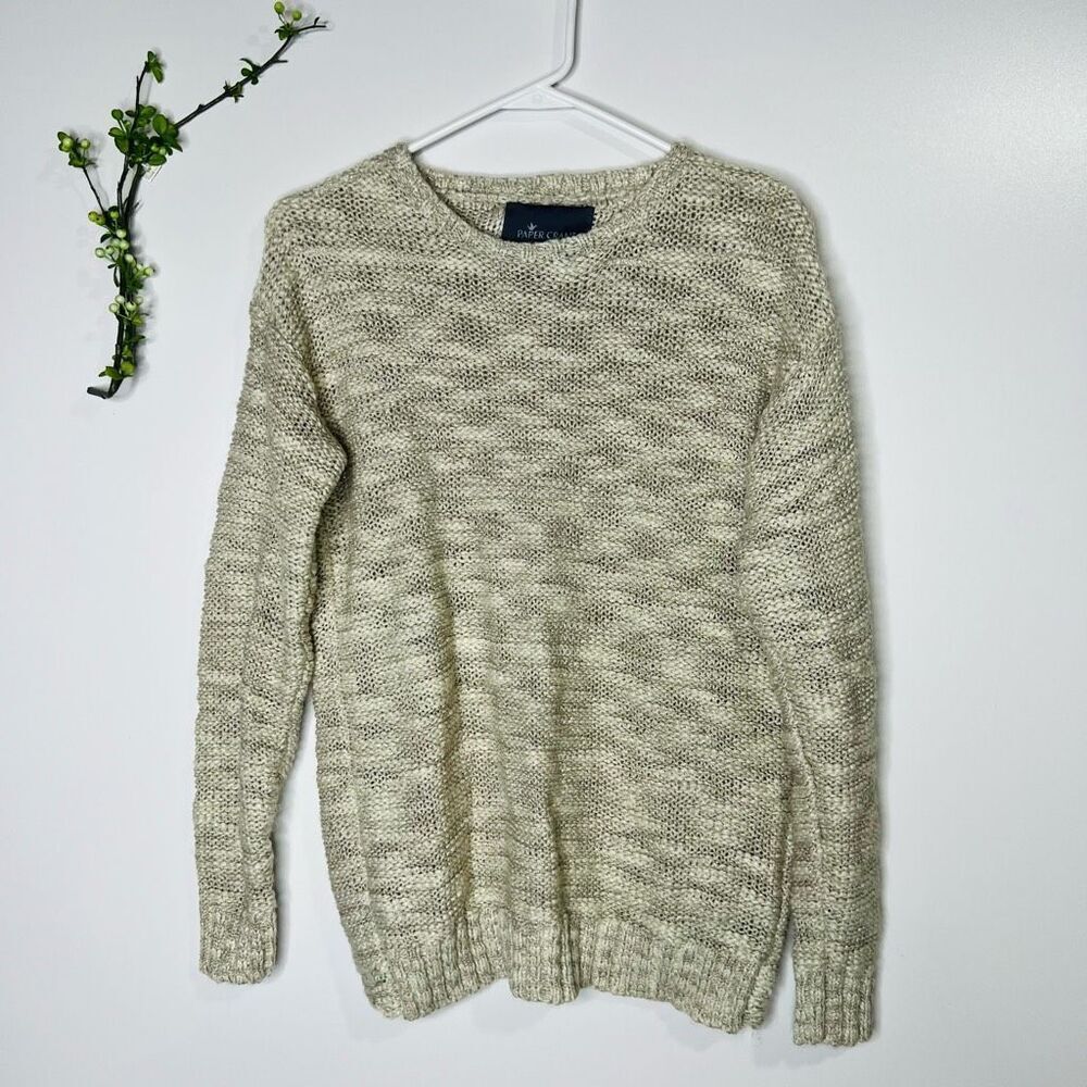 Paper Crane Ivory Tan Silver Sweater Flyaway Back